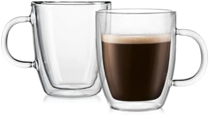 Bodum 10oz Bistro Double Wall Insulated Mug, High-Heat Borosilicate Glass, Set of 2, Clear by Bodum