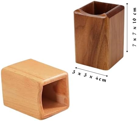 Wood Pen & Pencil Holder for Desk, 2 Pack – Brush Caddy (2 Pack Walnut Color) - Image 3