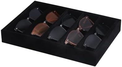 Bedside Organizer Tray, Desktop Storage Tray for Jewelry, Sunglass, Phone, Watch, Perfume,Lipstick, Nightstand Desk-top Catchall, Multi-use Holder for Desk Drawer (Black 5Grid) by FocusOnJewelryDisplay