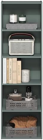 Furinno LUDER Book Shelf, 5-Tier Bookshelf, Bookcase with Open Shelves, 9.4 x 15.8 x 52, Easy Assembly, for Living Room, Bedroom, Home Office, Sage Green - Image 5