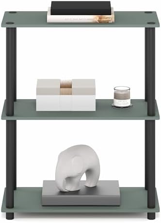 Furinno Turn-N-Tube Storage Shelves, 3-Tier Book Shelf, Corner Shelf, Toolless Open Shelves, for Organization and Storage, Living Room, Garage, Home Office, Sage Green - Image 4