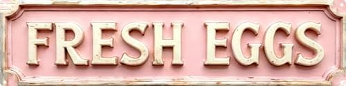 Vintage Tin Fresh Eggs Sign Retro Metal Sign Suitable For Home Shop Farm - Multi-Purpose For Indoor/Outdoor Use Plaque 4x16 Inch by longzizhuer