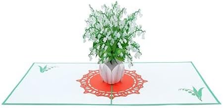 ETA Lily of the Valley Pop Up Card - 3D Happy Birthday with Flowers Design, Flower Card, for Mother’s Day, Get Well Best Wishes Mom, Women and Friends, F16
