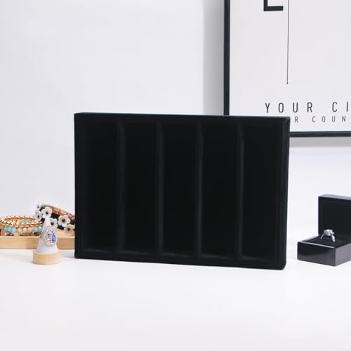 Bedside Organizer Tray, Desktop Storage Tray for Jewelry, Sunglass, Phone, Watch, Perfume,Lipstick, Nightstand Desk-top Catchall, Multi-use Holder for Desk Drawer (Black 5Grid) - Image 4