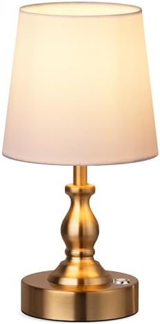 PARTPHONER Mini Cordless LED Table Lamp, 5200mAh Rechargeable Battery Operated Lamp, 3-Level Brightness, Touch Dimmable Desk Lamp, Bedside Night Light for Patio Camping Restaurant Home, Antique Brass by PARTPHONER