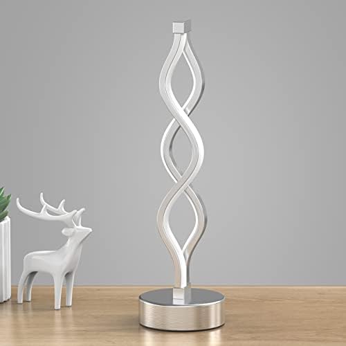NUÜR Silver Infinity Spiral LED Table Lamp, Dimmable Bedside Lamp - Image 2