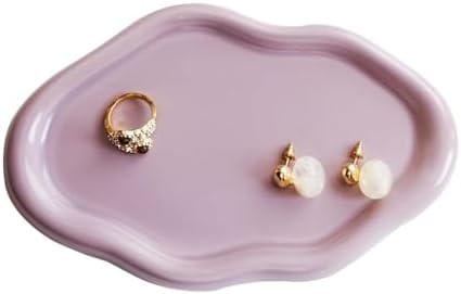 Gifts For Women Small Cloud Ceramic Jewelry Dish Tray, Vanity Ring Dish Ceramic Trinket Ring Holder, Room Decor Aesthetic,Decorative Cloud Vanity Key Tray Present for Wife Mom Daughter (Cloud-Purple) by GISK