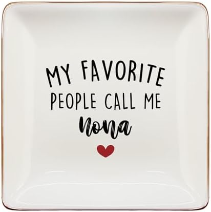 Nona Gifts Jewelry Dish Tray, Best Grandma Mother's Day Birthday Gifts from Grandkids Ceramic Jewelry Tray for Rings Earring Bracelet Necklace, Grandmother Gift Trinket Dish for Women by Unknown