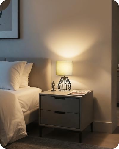 Green Table Lamp, Small Bedside Lamp with Green Linen Shade & Black Metal Base, 2700K LED Bulb Included, Modern Nightstand Lamp for Bedroom Decor, Kids Room, Living Room, Nursery, J06TL05 - Image 4