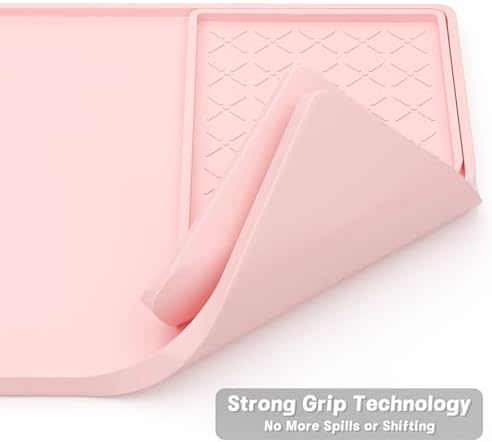 Rnivvi Silicone Coffee Mat, 16" x 24" Waterproof Raised Edge Coffee Bar Mats for Espresso Machine Station Accessories, Heat Resistant Detachable Dish Drying Pad for Kitchen Counter, Dish Rack, Pink - Image 5