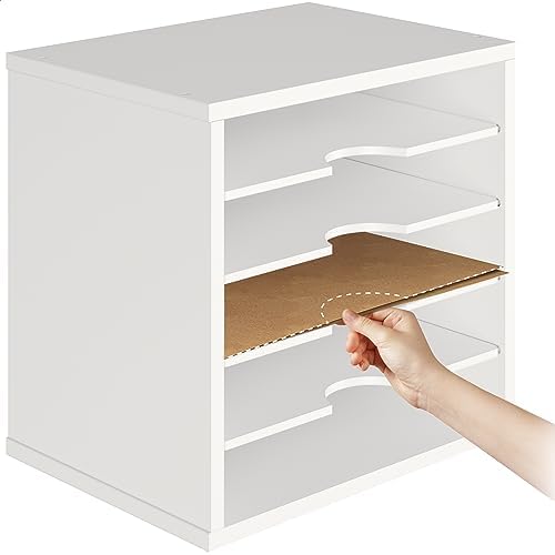 Ballucci File Organizer Paper Sorter, 5 Tier Adjustable Shelves Office Desk Organizer, 13 5/8" x 9 1/4" x 12", White - Image 6