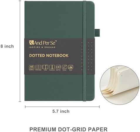&And Per Se Junk Journal Kit, A5 Hardcover Dot Grid Journal Notebook Set for Beginners with Journaling Supplies Stencils, Stickers, Washi Tapes & Colored Pens Accessories (Green) - Image 2