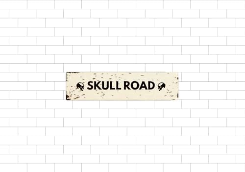Vintage Tin Skull Road Sign Retro Metal Sign Suitable For Home Street Shop Garage Bar Farm Garden - Multi-Purpose For Indoor/Outdoor Use Plaque 4x16 Inch - Image 6