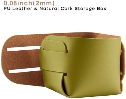 HOMIEAZICOZI 2-Pack Cork Leather Desk Accessories Storage - Pencil Pen Holder - Makeup Brush Holder Organizer - Stylish Addition to Home Decor (Olive Green) - Image 2