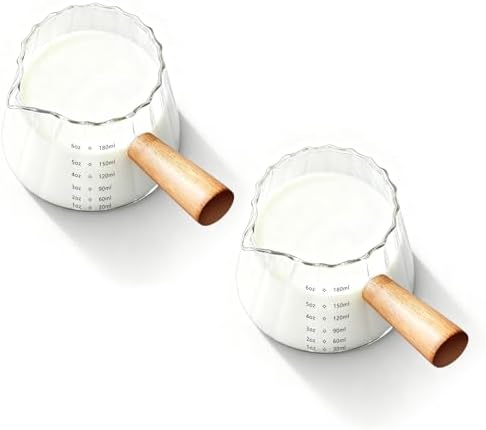 YARRAMATE 6oz Glass Espresso Measuring Cups, 2 Pack with Handle by YARRAMATE
