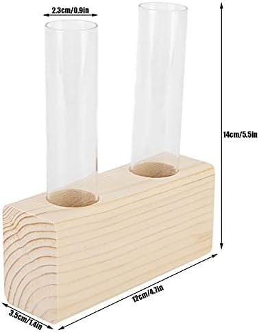 Eujgoov Propagation Vase Double Tube, Wood Stand Glass Planter - Image 4