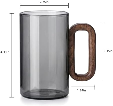 12OZ Borosilicate Glass Coffee Mug with Walnut Handle - Image 5
