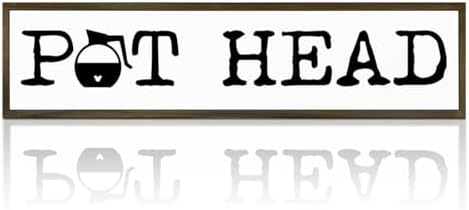 Coffee Decor Sign, Country Farmhouse Wooden Hanging Signs, Coffees Lover Home Decor, Kitchen Decors for Tabletop Shelf, Coffee Station Decors, Pot Head Sign, 17.8x4x1.2 inches by WKYAER
