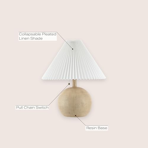 JONATHAN Y Aksel Sphere Table Lamp Coastal 17.25", Beige Wood Finish - Image 2