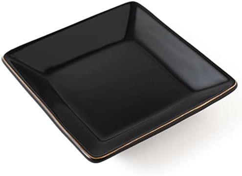 HANKOR Ceramic Jewelry Dish Tray, Decorative Trinket Tray Holder for Ring Earring Key, Gift for Women Girls, 4.7inch, Black by HANKOR