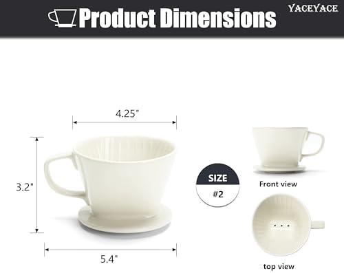 Ceramic Pour Over Coffee Dripper, Small Ceramic Pour Over, Off White - Image 2