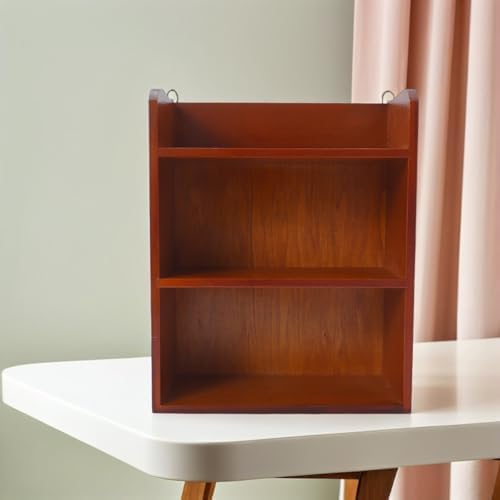 LIFKOME Desk Organizer Shelf Modern Minimalist Style 3 Tier Wooden with Smooth Surface Treatment and Easy Cleaning Brown Wood Storage Stand for Office and Dorms - Image 2