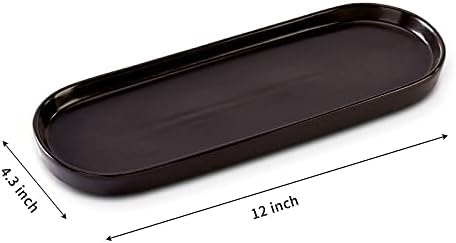 Ceramic Sink Tray, Bathroom Counter Tray, Bathtub Tray, Cosmetics Dish, Candle Tray, Perfume Shampoo Liquid Soap Tray Simple Style Design Suit for Bathroom and Kitchen (2pcs Black) - Image 2
