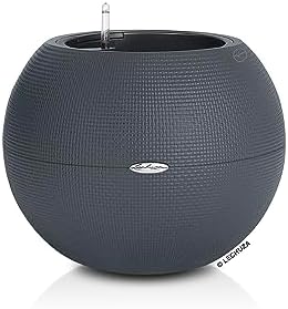 Lechuza Puro Color 50 Slate, Self-Watering Large Round Planter, D19.7 H15.4 in by LECHUZA