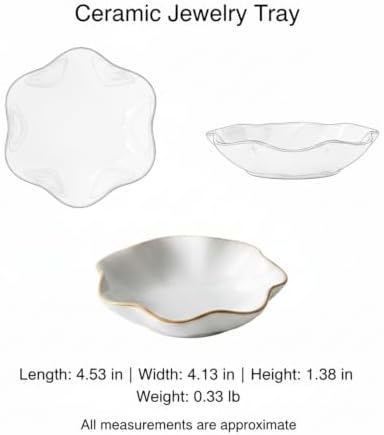 Small Ceramic Jewelry Tray for Rings and Earrings, Decorative Catchall Dish for Vanity, Nightstand, or Dresser Top - Image 7