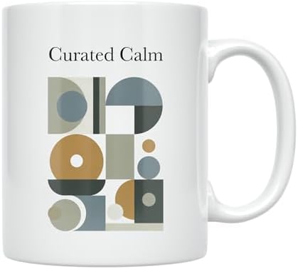 Minimalist Coffee Mug - Curated Calm Design - 11 oz White Ceramic - Modern Aesthetic - Image 2