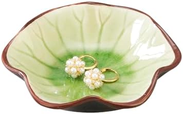 JAMEND CLXP Ice Cracking Leaf Jewelry Dish, Decorative Ring Holder Small Trinket Tray Bowl, Gifts for Daughter Mom Friends, Grass Green. - Image 7