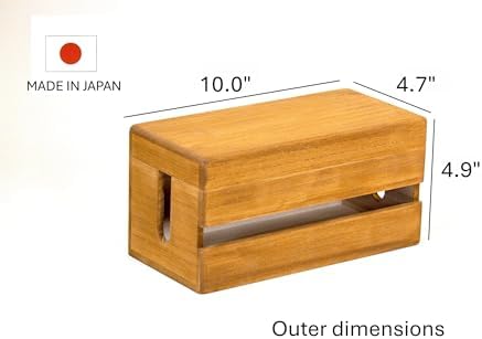 Paulownia Wood Cable Management Box – Handmade Cord Organizer for Power Strips, Chargers & Routers, Minimal Japanese Cable Storage, Made in Japan by Masuda - Image 3