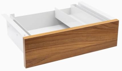 Desky Minimal Under Desk Drawer – Slim Pull-Out Metal Storage Organizer for Sit-Stand Desks, Smooth Glide, Space-Saving Design, Easy Mount, Prime Oak Laminate & White Frame by Desky