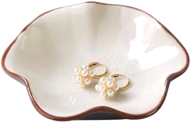 Ice Cracking Leaf Jewelry Dish, Decorative Ring Holder Small Trinket Tray Bowl, Gifts for Daughter Mom Friends, Milk White. - Image 2