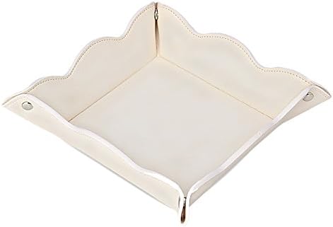 Valet Tray for Men Women - PU Leather Travel Catchall Tray Organizer - Desk Bedside Nightstand Storage Box for Jewelry Key Phone Remote Controller Wallet Watch Glasses Coin Readers -White - Image 2