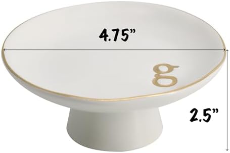 COLLECTIVE HOME - Ceramic Jewelry Tray, Decorative Monogram Jewelry Dish, Luxurious Trinket Tray with High Base, Birthday Mother's Day for Women (g) - Image 3