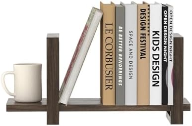 100% Solid Wood Adjustable Desktop Bookshelf, Retro Tabletop Bookshelf, Desk Shelf for Living Room, Home, Office, Perfect for Magazine, Books, Cookbooks, No Tools Required to Assemble, Dark Brown - Image 4