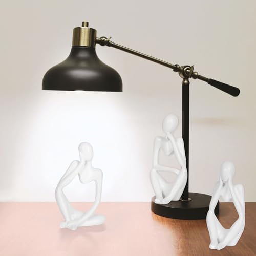Sandstone Resin Thinker Statue Style Abstract Sculpture, White, 3pcs - Image 3