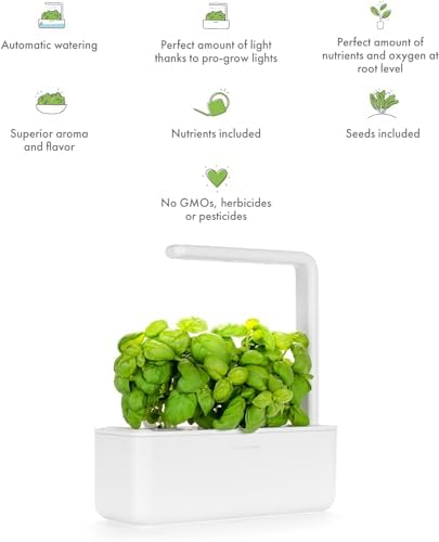 Click & Grow Indoor Herb Garden Kit with Grow Light | Smart Garden for Home Kitchen Windowsill | Easier Than Hydroponics Growing System | Vegetable Gardening Starter (3 Basil Pods Included), White - Image 5