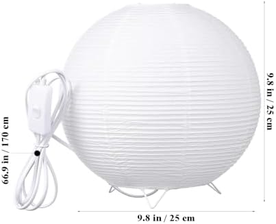 Totority Modern Paper Table Lamp, Japanese Lantern Style Bedside Night Light for Bedroom & Living Room, Minimalist Rice Paper Desk Lamp with Warm White E14 Bulb, Decorative Zen Home Lighting,US Plug - Image 3