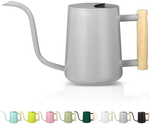 Watering Can Indoor Plants, 35oz Small Indoor Stainless Steel Metal Watering Can Modern Decorative Watering Pot with Long Spout for Indoor House Plant Bonsai Garden Flowers (Gray) by GUKJOB