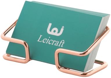 Business Card Holder for Desk, Cute Metal Card Organizers and Office Desk Accessories for Men and Women (Rose gold) by Leicraft
