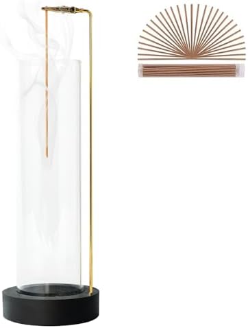 Incense Holder for Sticks, Anti-Ash Flying Incense Burner with 30 Incense Sticks, Detachable Glass Ash Catcher by GARMOLY