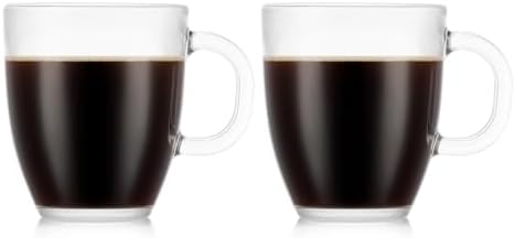 Bodum 12oz Bistro Coffee Mug Single-Wall Tempered Glass, 2 Pack, Clear by Bodum