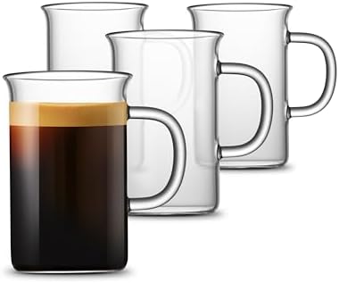 LUXU Glass Coffee Mugs, 13 oz Ice coffee cups,Clear Tea Cups Set of 4 by LUXU