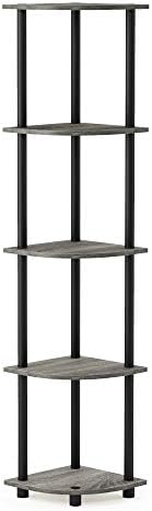 Furinno TURN-N-TUBE Corner Shelf, 5-Tier Corner Bookshelf, Open Storage Shelves, for Organization and Storage, Living Room, Home Office, Garage, Bedroom, French Oak by Furinno-FitsYourSpaceFitsYourBudget