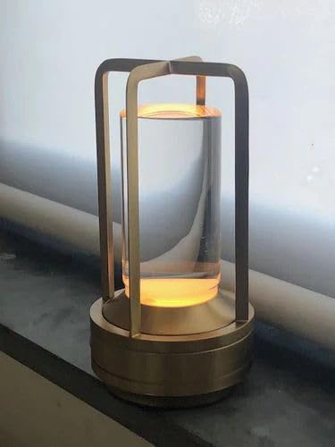 Klarako Crystal Lantern Lamp – Modern Cordless Rechargeable Bedside & Outdoor Light, Portable Wireless Lamp – Dimmable Touch Control – Luxury Living Room & Hotel-Style Lighting (Gold, 40-Pack)