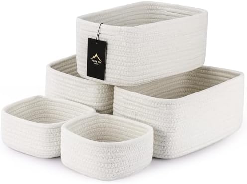 5-Pack Small Woven Rope Storage Baskets, 2 Sizes Organizer Bins by Unknown
