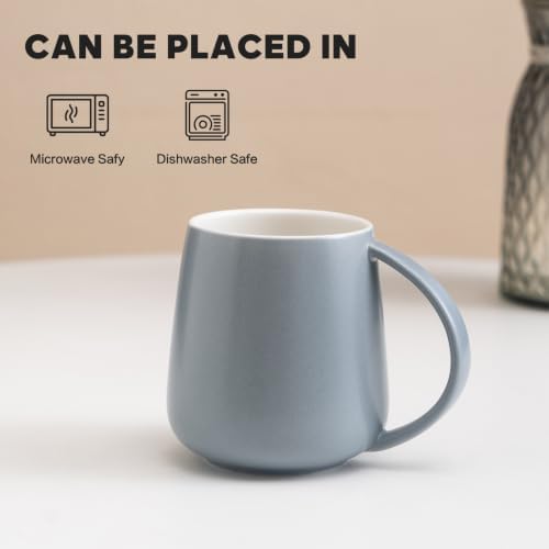 Eyoriza 15Oz Matte Ceramic Coffee Mug - Modern Large Coffee Cups Tea Cup with Big Handle for Home and Office, Ideal Gift for Men Women, Microwave and Dishwasher Safe, Grey - Image 4