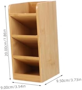 TEHAUX Wooden Desktop Pen Organizer Brown Multi Functional Desk Holder - Image 2
